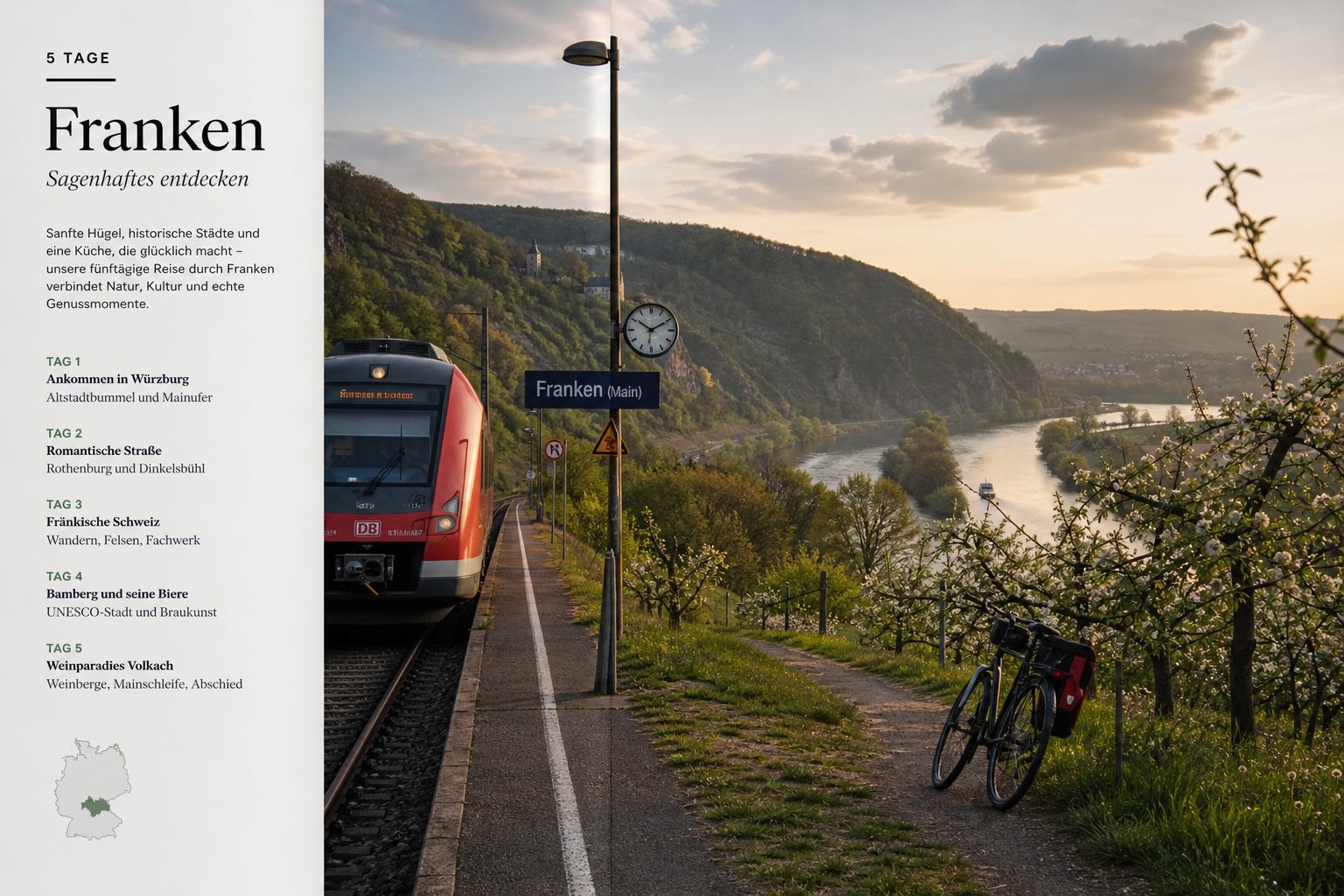 Start einer mehrtägigen Frankenreise mit Bahn und Rad